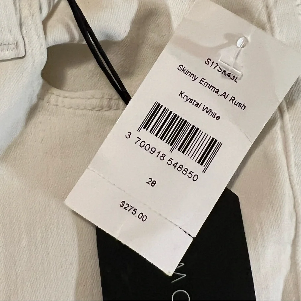 NWT Brokenbow Emma Mid Rise AI Rush Jeans Krystal White 28 Moto Ankle